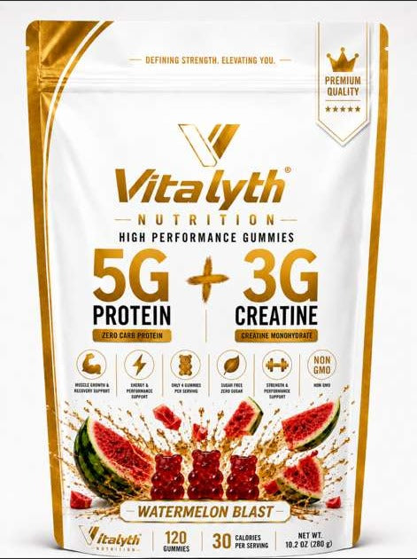 Vitalyth 5G Protein + 3G Creatine Gummies — Watermelon Blast